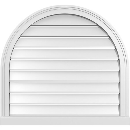 Ekena Millwork Round Top Surface Mount PVC Gable Vent: Functional, w/ 2"W x 2"P Brickmould Sill Frame, 30"W x 28"H GVPRT30X2803SF